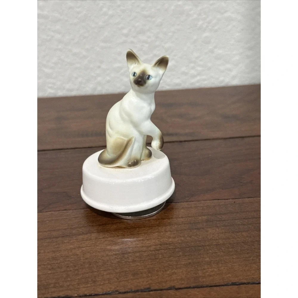 Vtg Siamese Cat Music Box Music Box Plays Memories Porcelain Japan